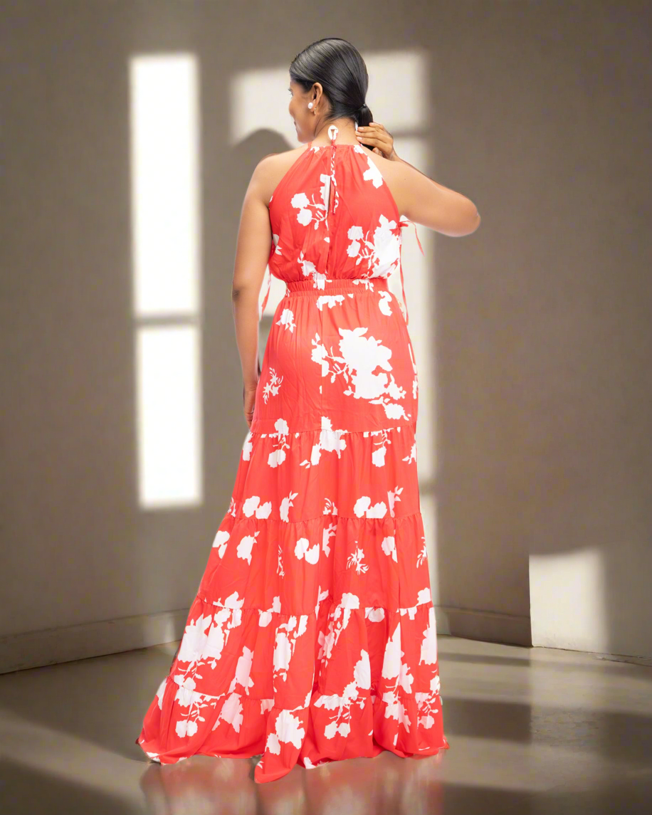 PRINTED MAXI DRESS - Dresico