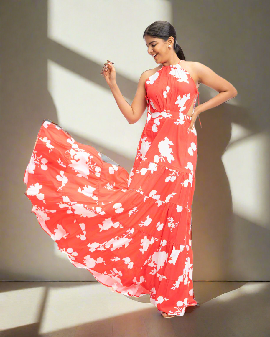 PRINTED MAXI DRESS - Dresico