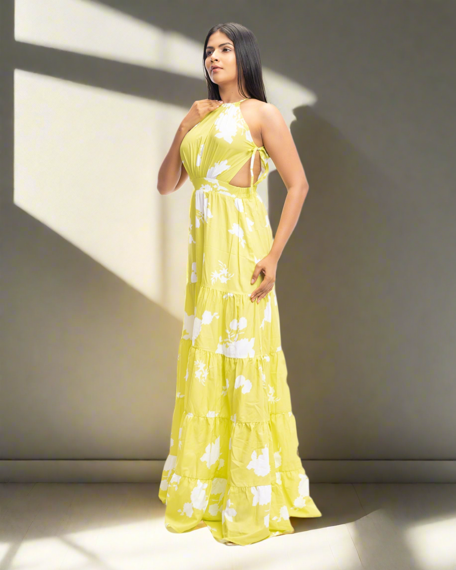 PRINTED MAXI DRESS - Dresico