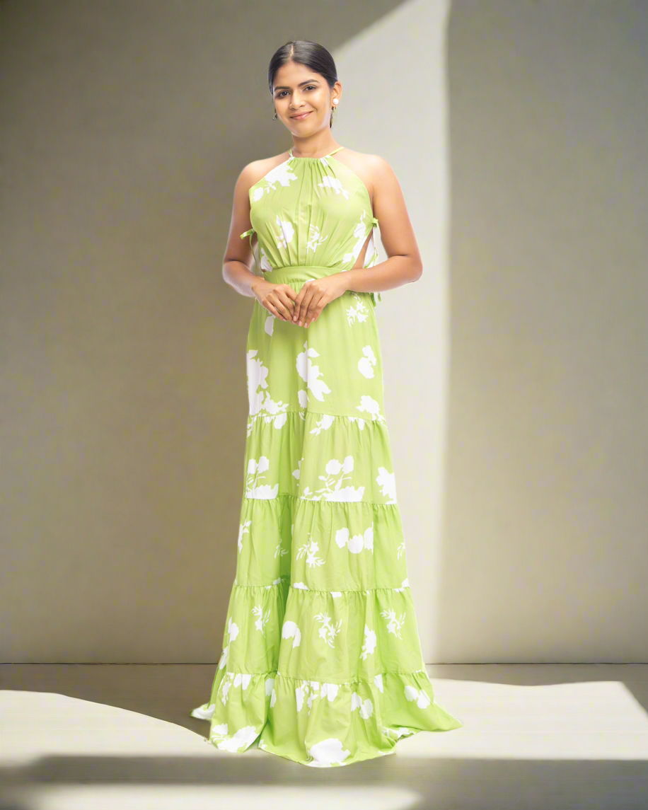 PRINTED MAXI DRESS - Dresico