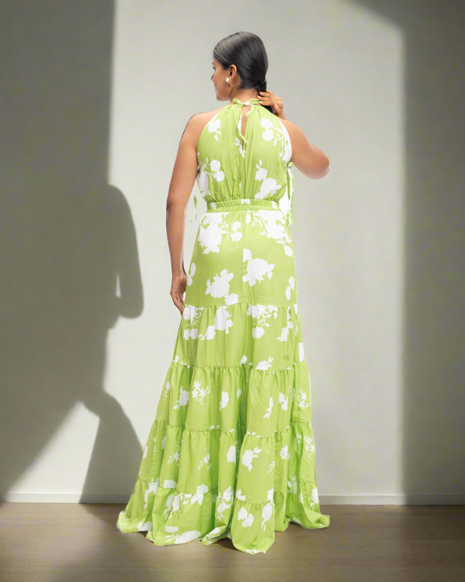 PRINTED MAXI DRESS - Dresico