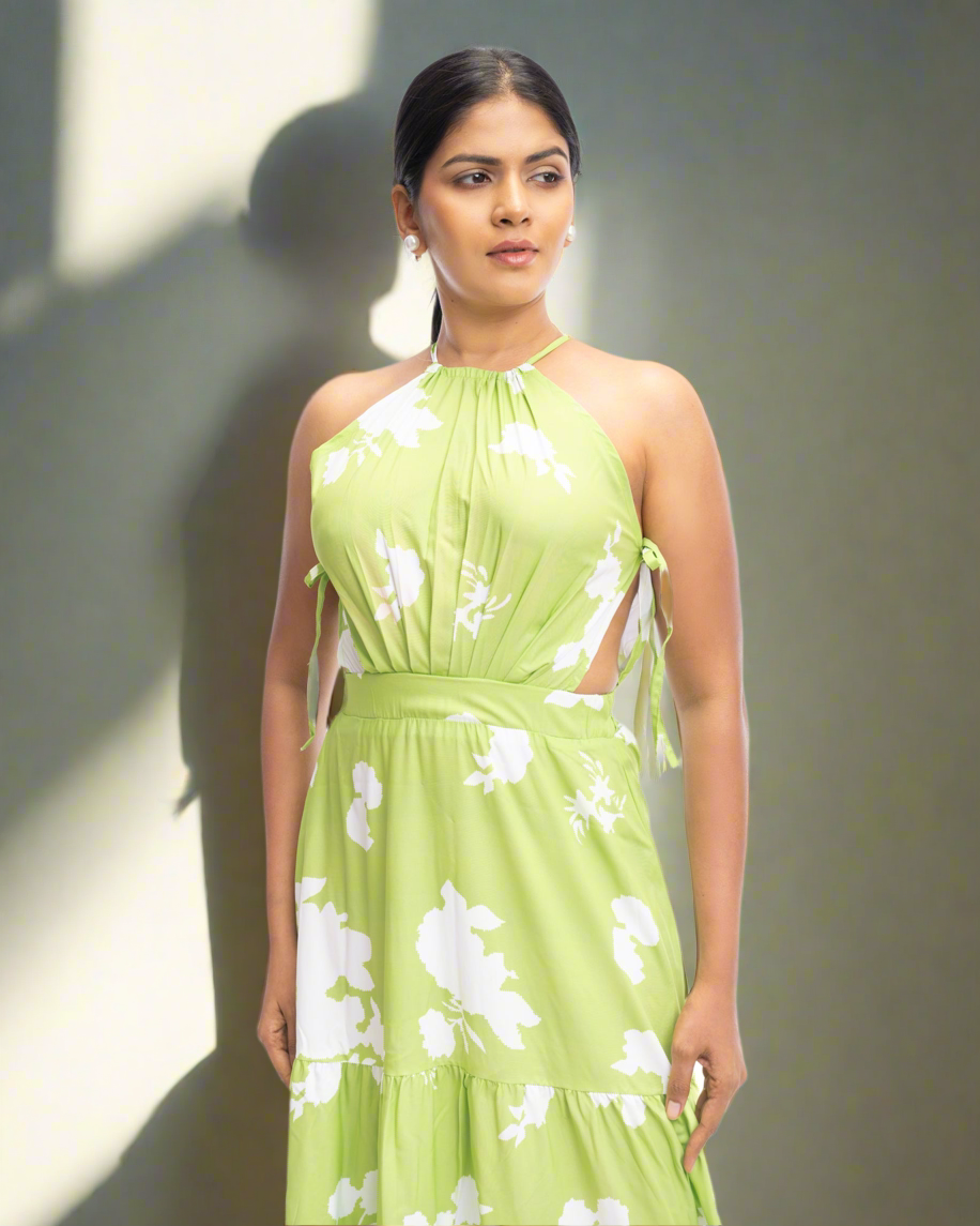 PRINTED MAXI DRESS - Dresico