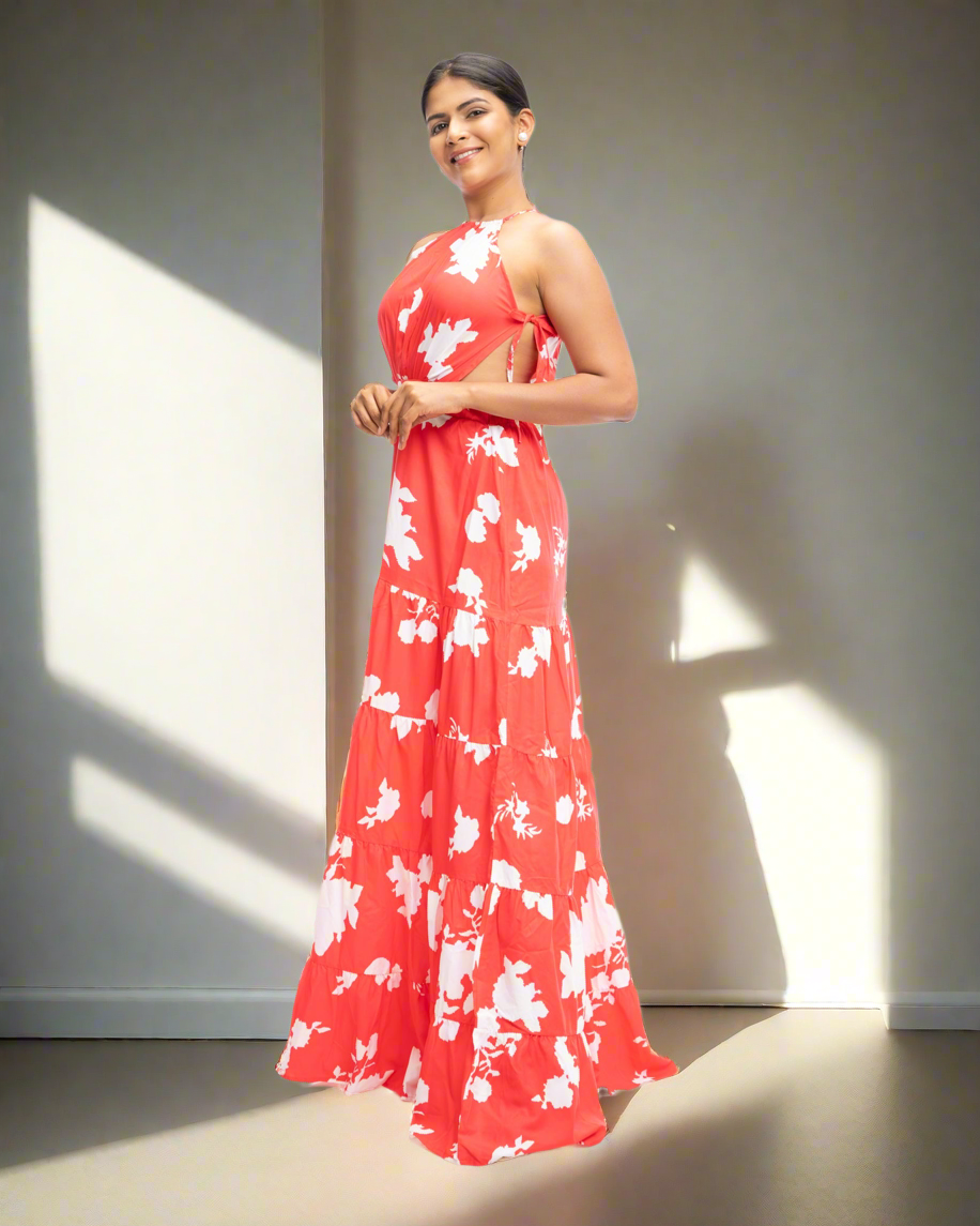 PRINTED MAXI DRESS - Dresico