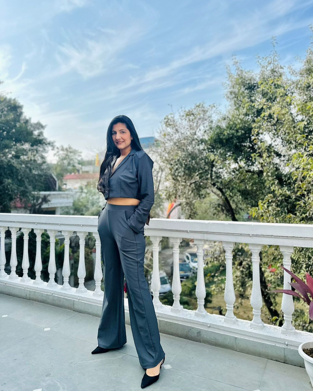 Crop Blazer & Trouser Coord Set - Dresico